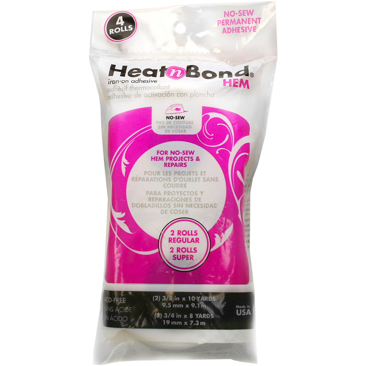 HeatnBond Hem Iron-On Adhesive-4/Pkg